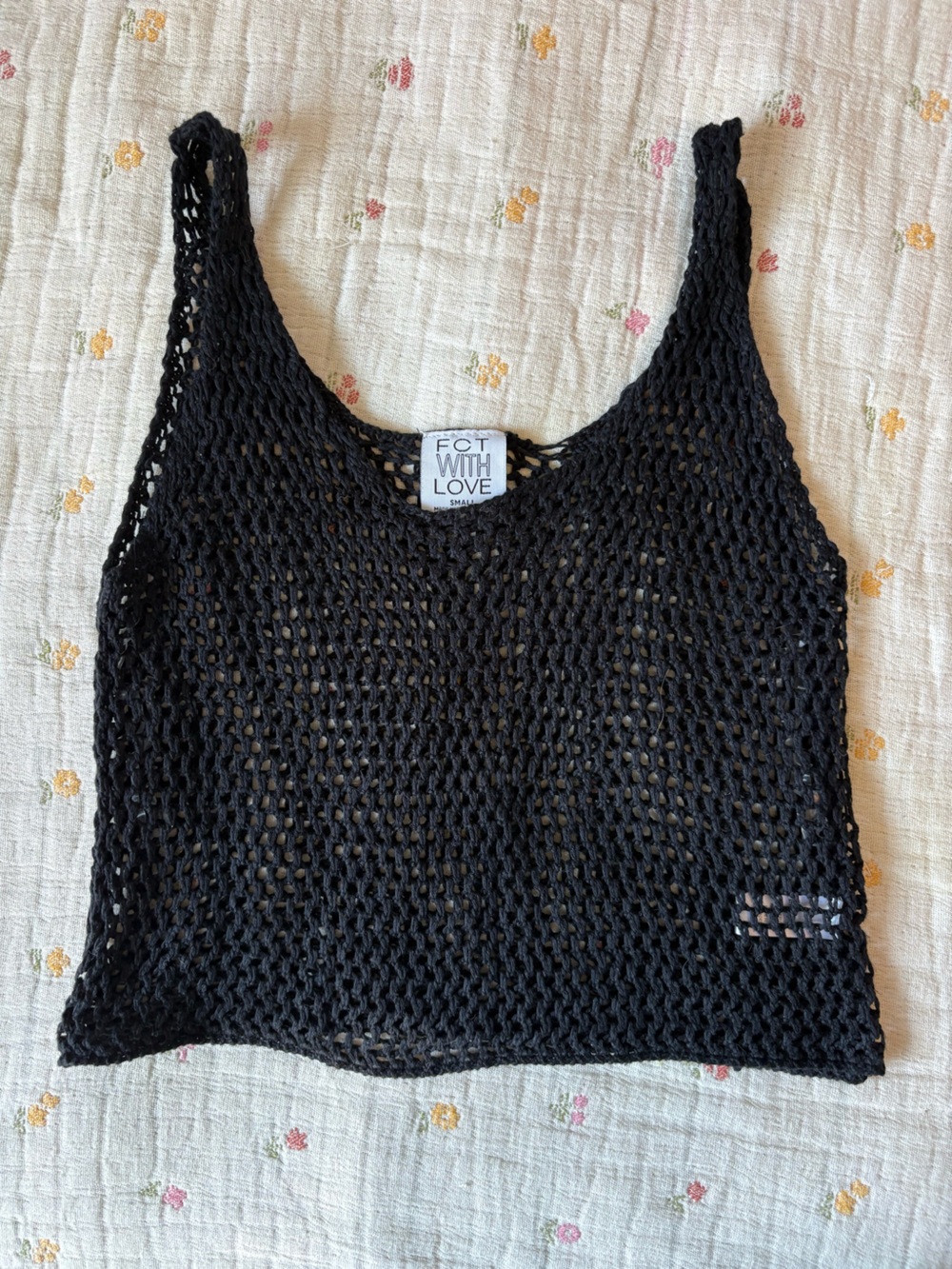 FCT Black Crochet Tank Top Crochet Cover Up